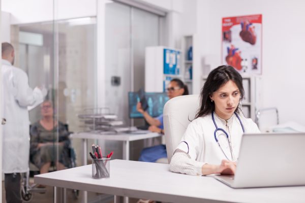 Young woman therapist in medical centre